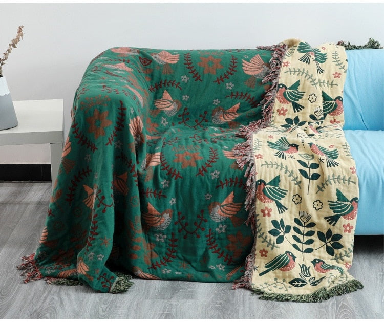 100% Cotton Breathable Throw Blanket