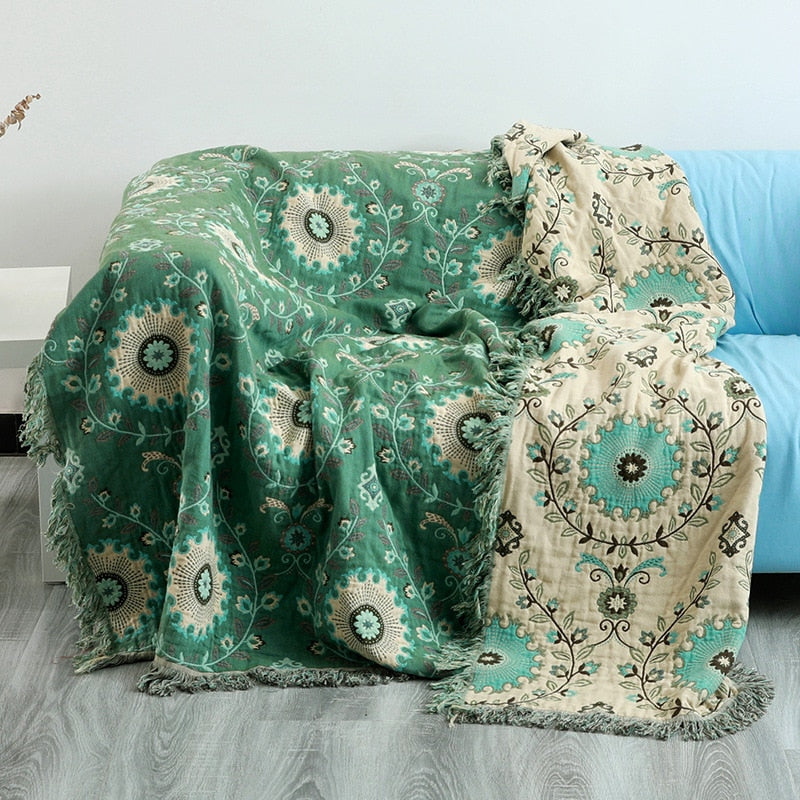 100% Cotton Breathable Throw Blanket