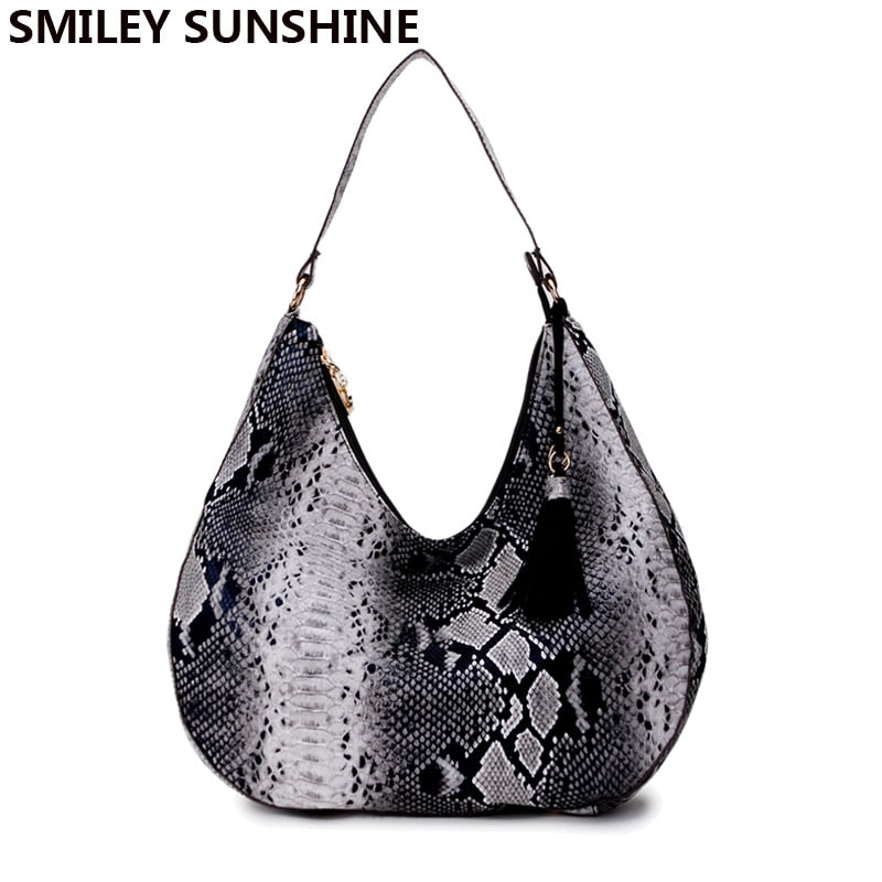 Snake Print Hobo Handbag