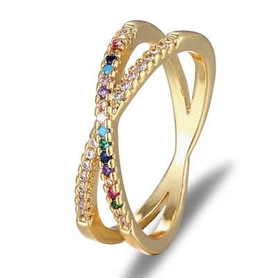 CZ Rainbow Ring in 10 Styles