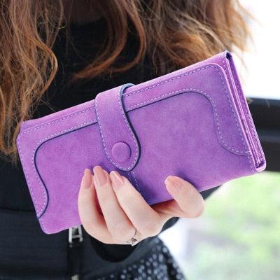 Retro Nubuck Leather Long Wallet