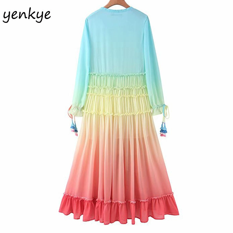 Josefina's Multicolor Tassel Cuffed Beach Dress