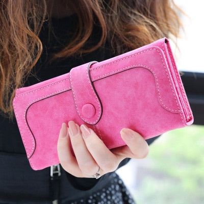 Retro Nubuck Leather Long Wallet