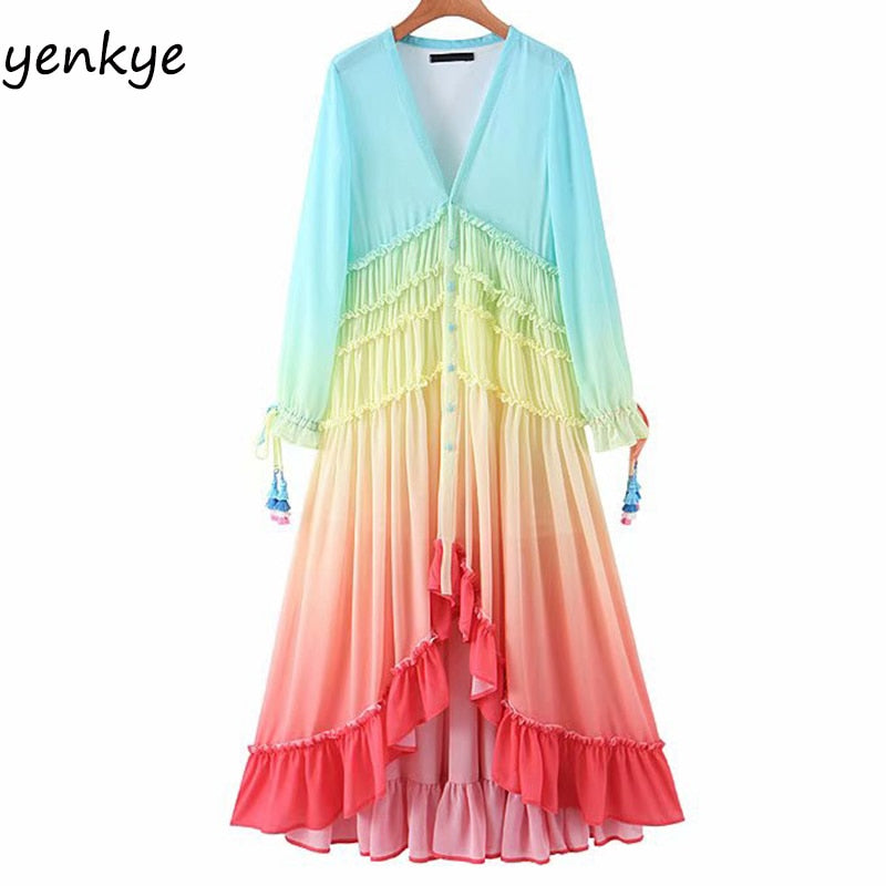 Josefina's Multicolor Tassel Cuffed Beach Dress