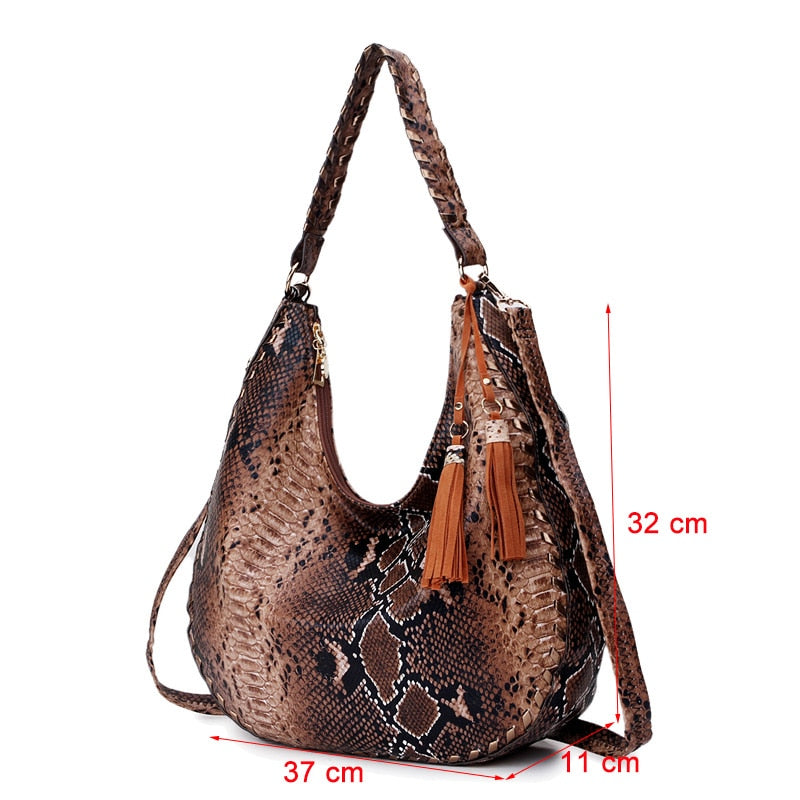 Snake Print Hobo Handbag