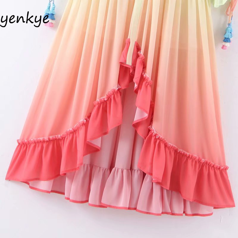 Josefina's Multicolor Tassel Cuffed Beach Dress
