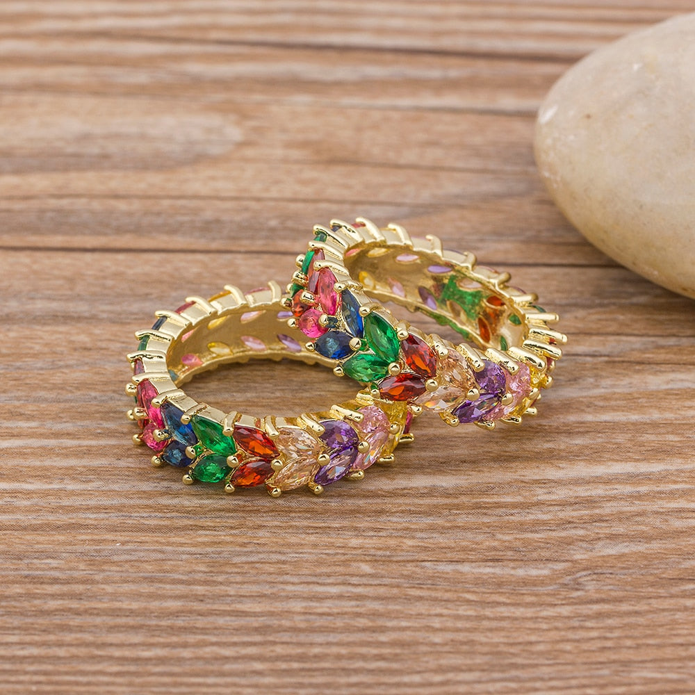 CZ Rainbow Ring in 10 Styles