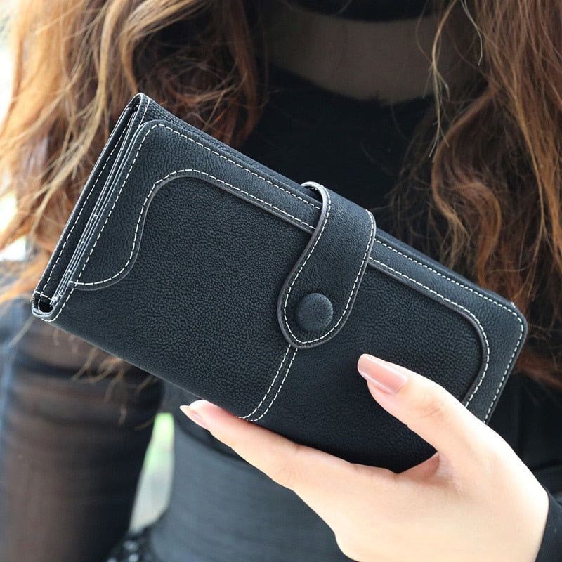 Retro Nubuck Leather Long Wallet