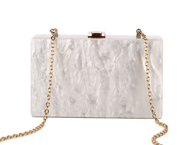 Elegant White Pearl Acrylic Clutch