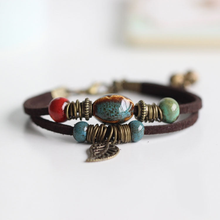 Glazed Ceramic Beaded Fasion Bracelet