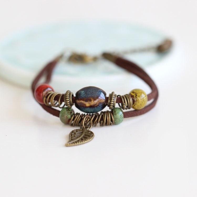 Glazed Ceramic Beaded Fasion Bracelet