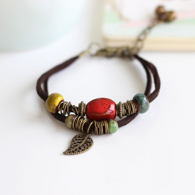 Glazed Ceramic Beaded Fasion Bracelet