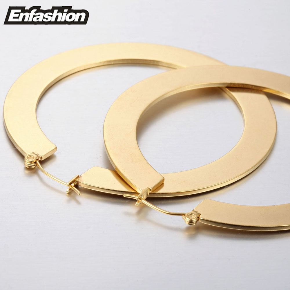 Classic Matte Gold Colored Hoop Earrings 
Stainless Steel