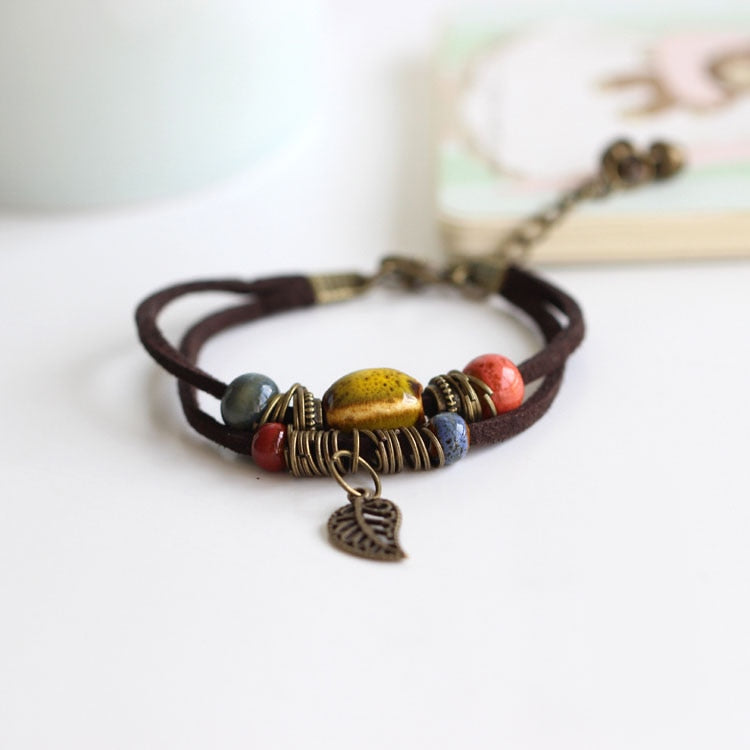 Glazed Ceramic Beaded Fasion Bracelet