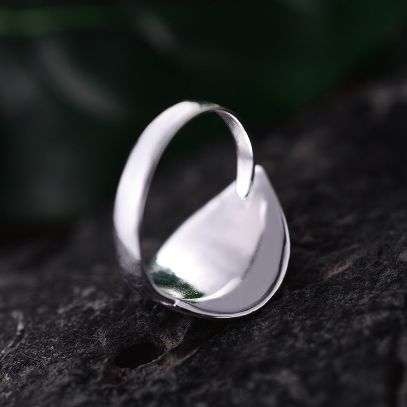 Handmade 925 Sterling Silver Natural Pearl Open Leaf Ring