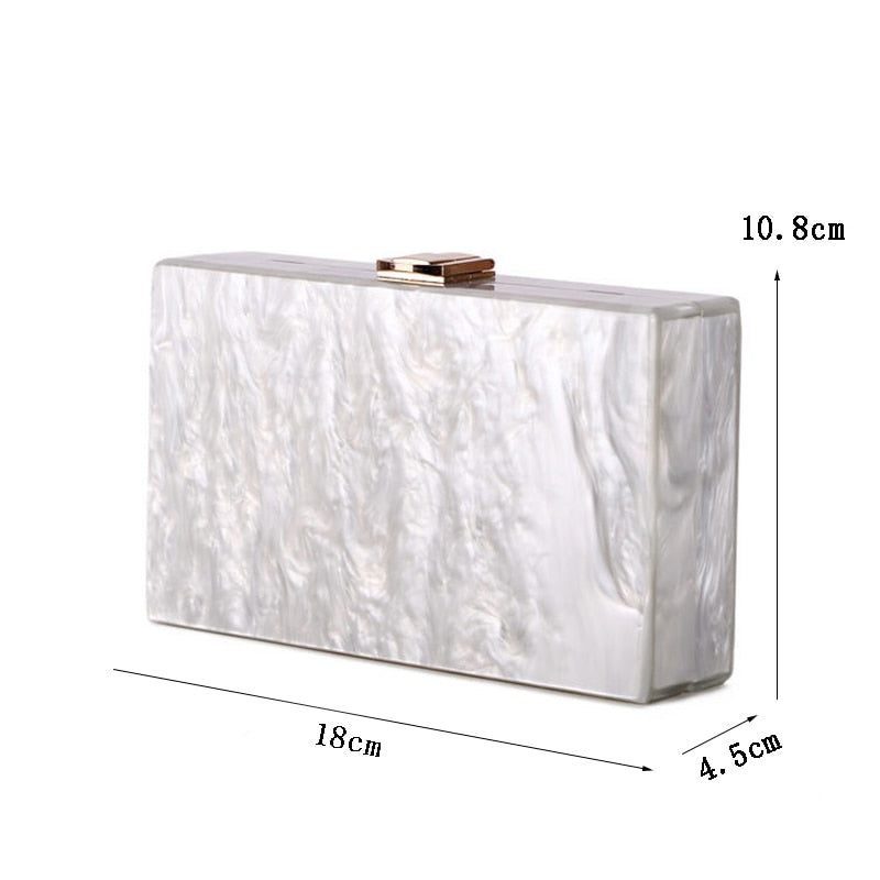 Elegant White Pearl Acrylic Clutch