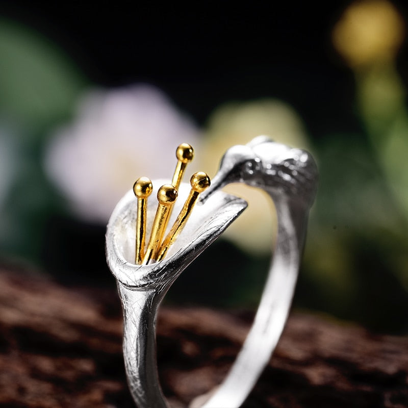 Adjustable Hummingbird 925 Sterling Silver Ring