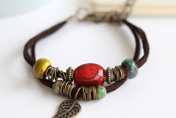 Glazed Ceramic Beaded Fasion Bracelet