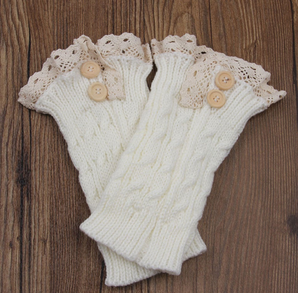 Double Buttoned Cable Knit Boot Cuffs