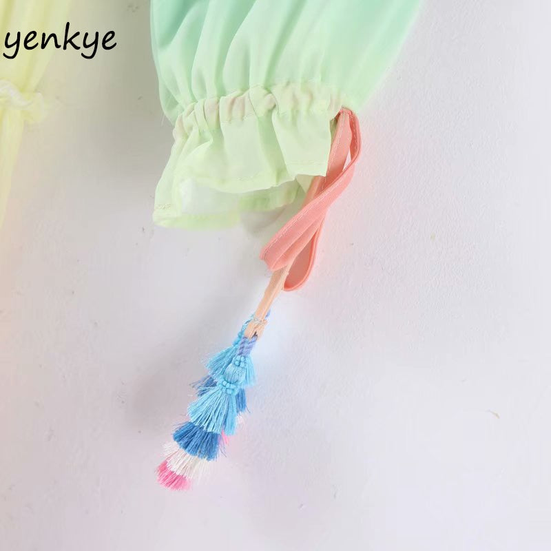 Josefina's Multicolor Tassel Cuffed Beach Dress
