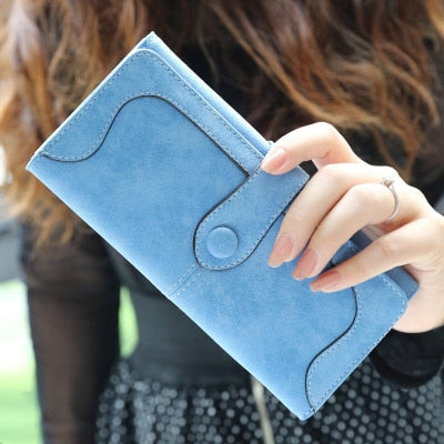 Retro Nubuck Leather Long Wallet