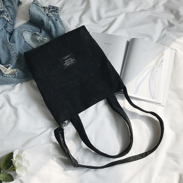 Corduroy Casual Zip Tote