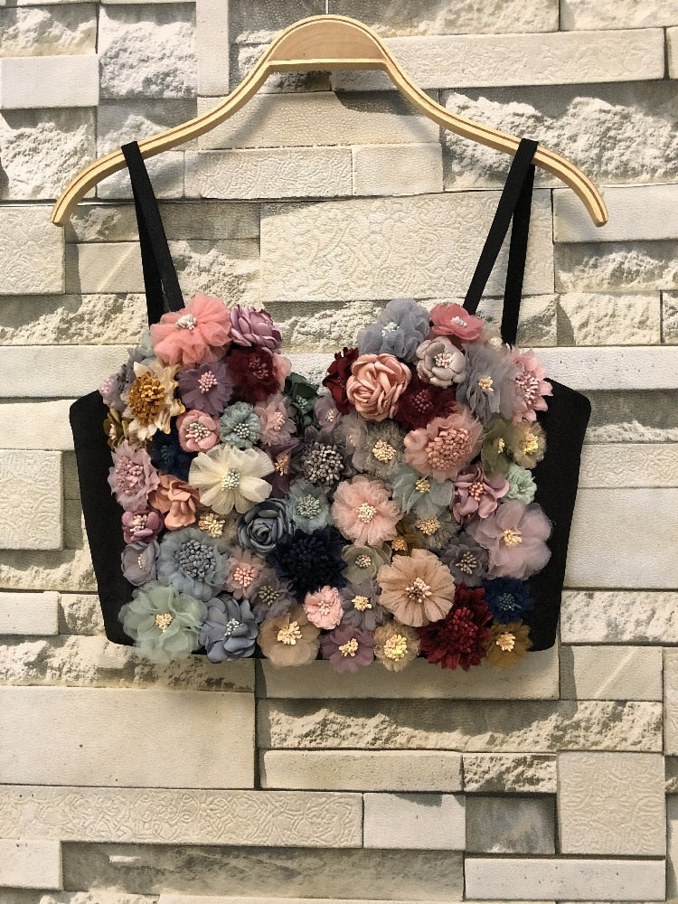 Floral Appliqued Cropped Corsette