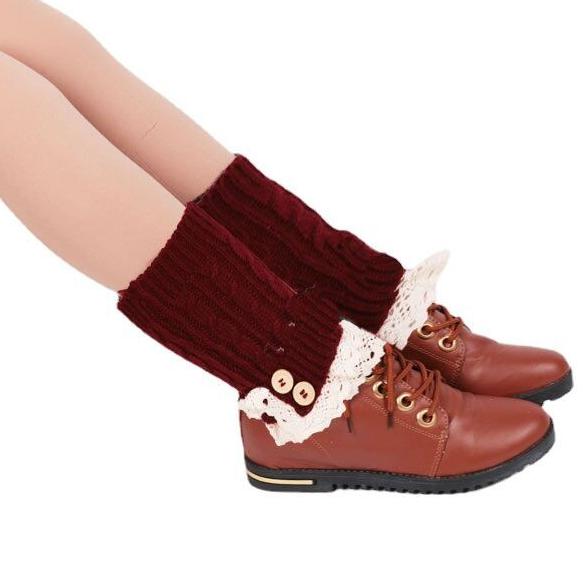 Double Buttoned Cable Knit Boot Cuffs