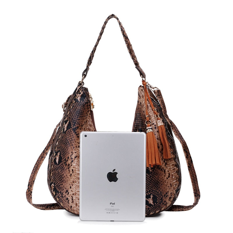 Snake Print Hobo Handbag