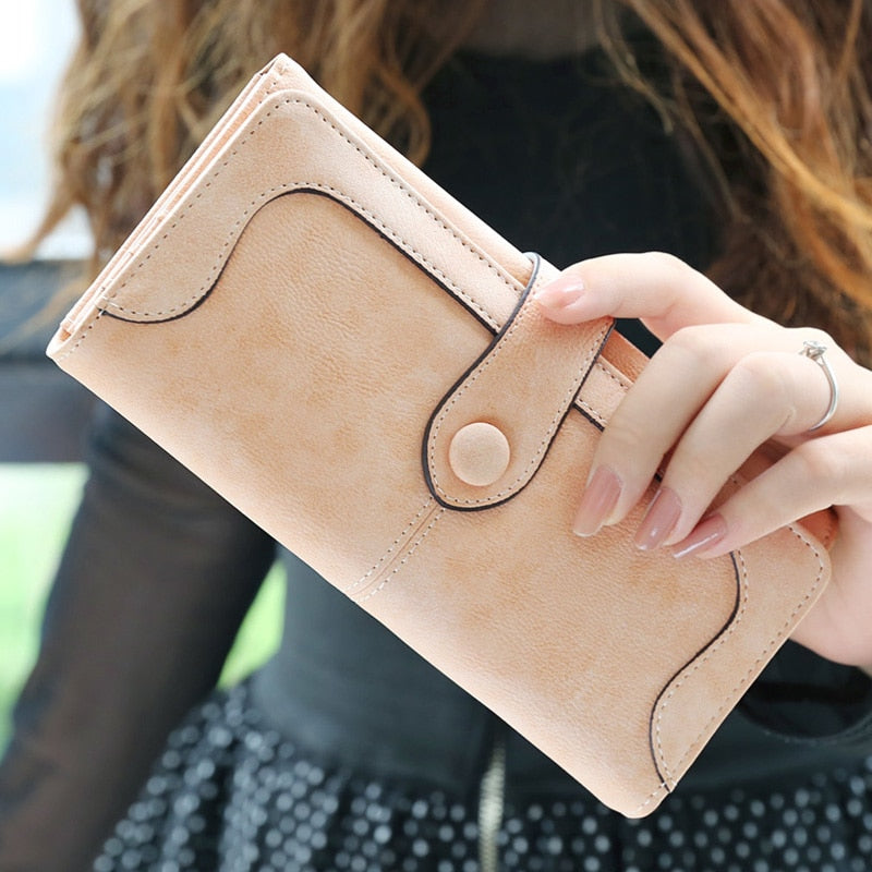 Retro Nubuck Leather Long Wallet