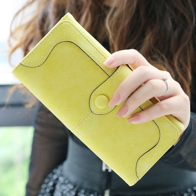 Retro Nubuck Leather Long Wallet