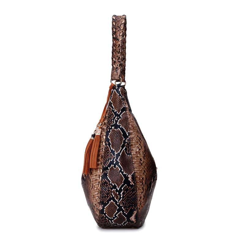 Snake Print Hobo Handbag