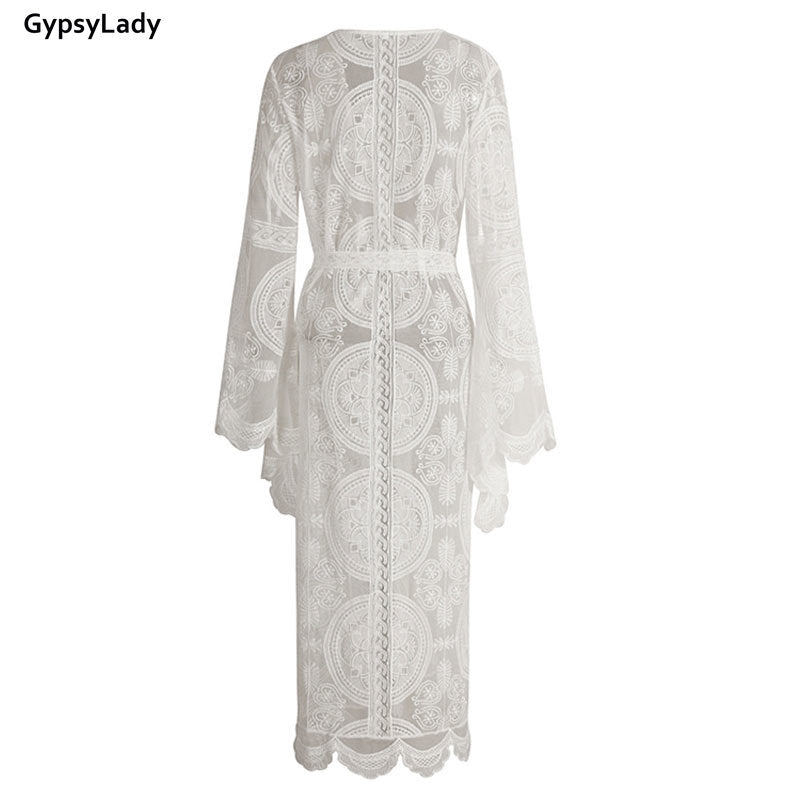 Embroidered Mesh Cover-Up