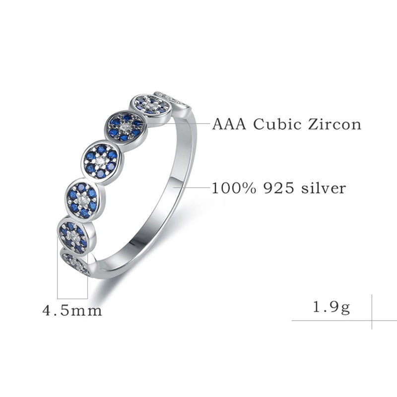 Eyelet Designer Blue CZ and 925 Serling Ring