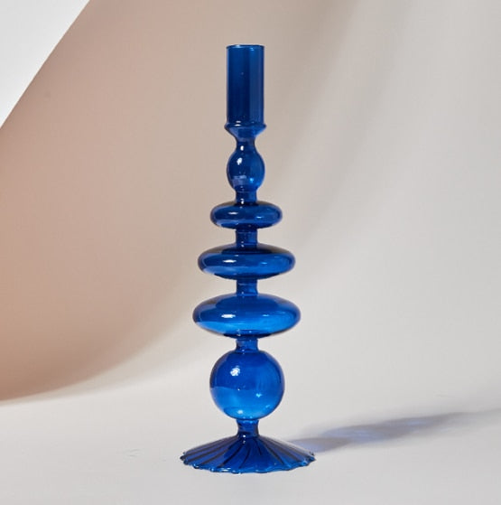 Royal Blue Glass Candlestick