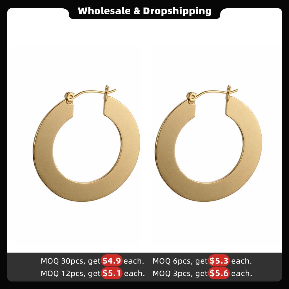 Classic Matte Gold Colored Hoop Earrings 
Stainless Steel