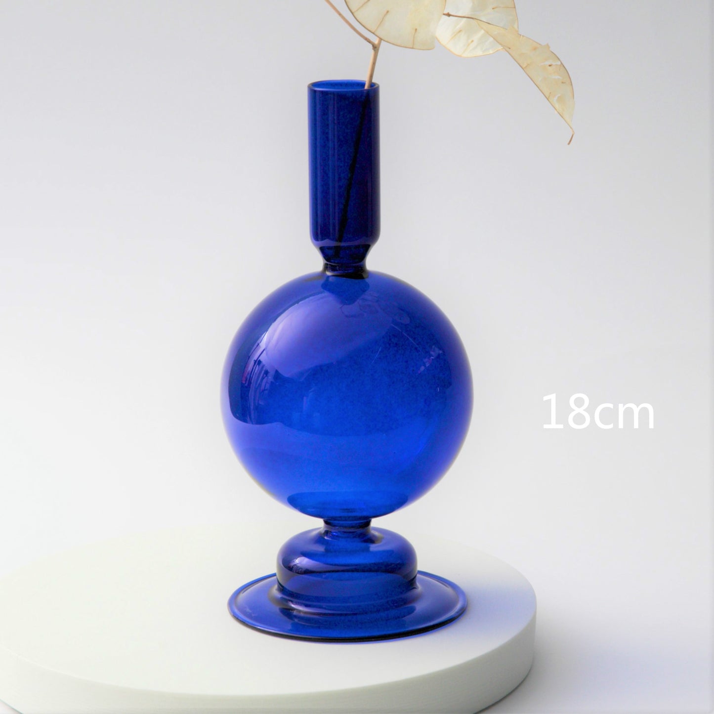 Royal Blue Glass Candlestick