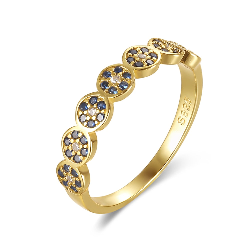 Eyelet Designer Blue CZ and 925 Serling Ring