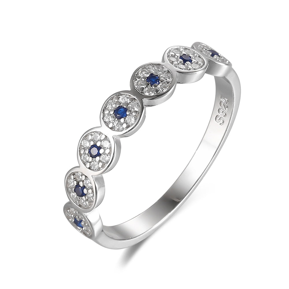 Eyelet Designer Blue CZ and 925 Serling Ring