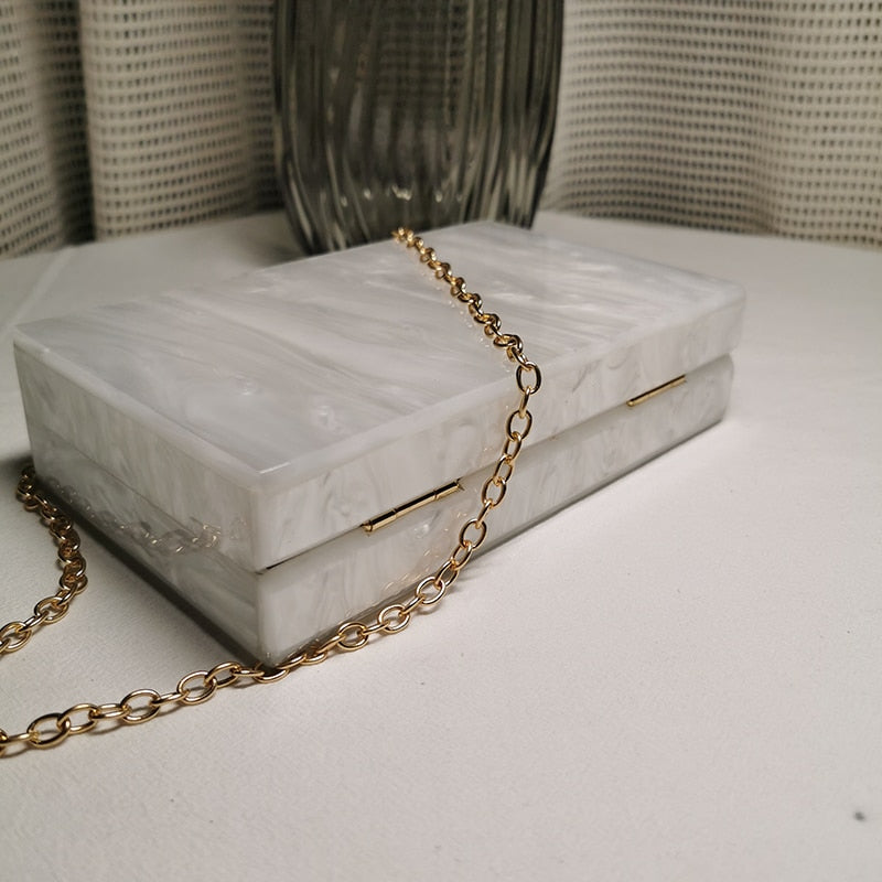 Elegant White Pearl Acrylic Clutch