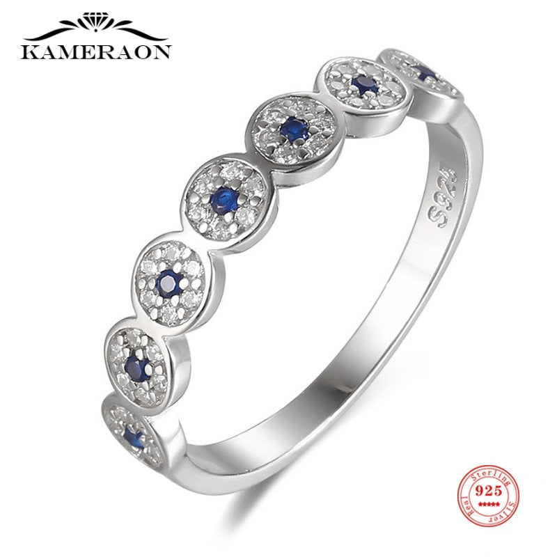 Eyelet Designer Blue CZ and 925 Serling Ring