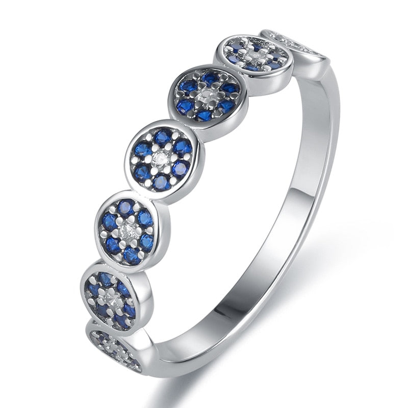 Eyelet Designer Blue CZ and 925 Serling Ring