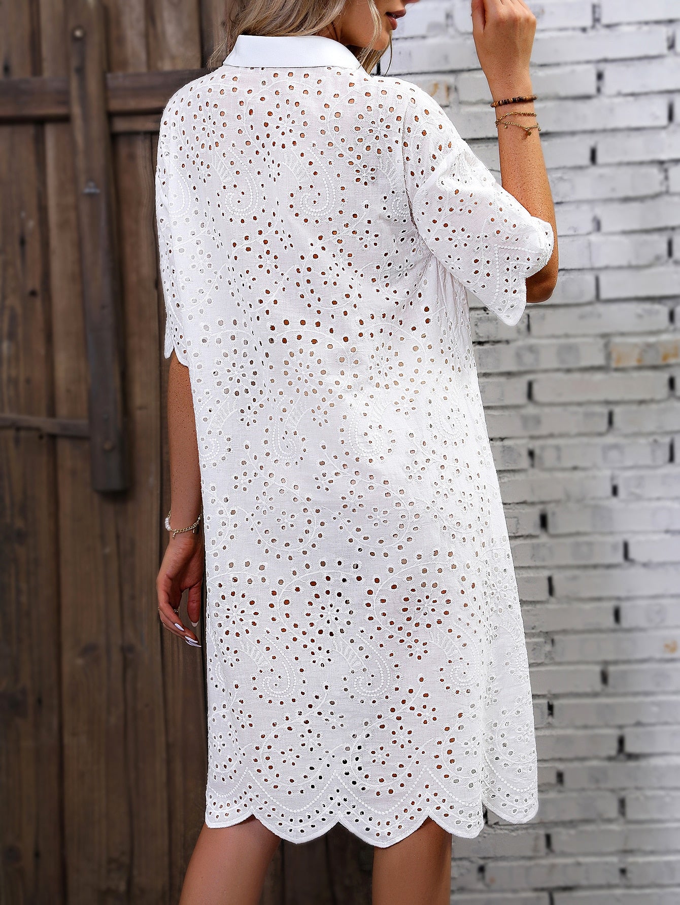 Eyelet Drop Shoulder Dress