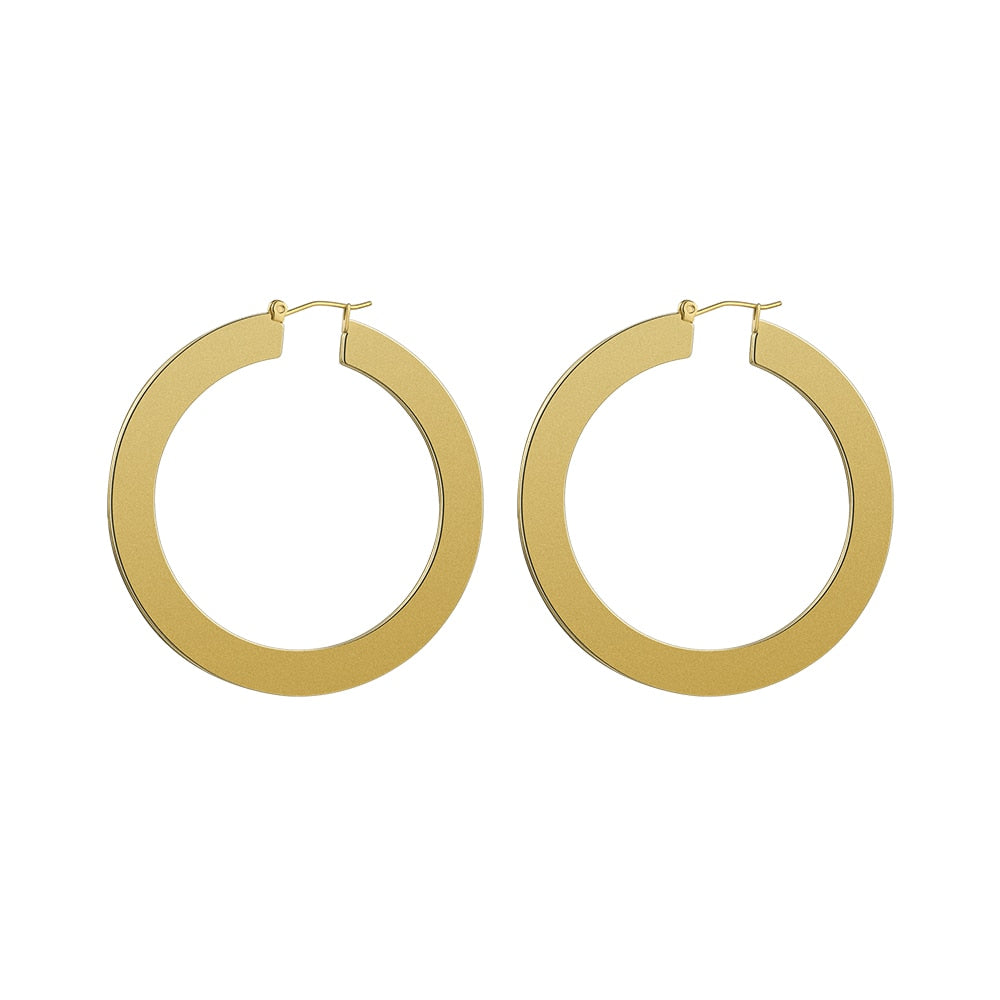 Classic Matte Gold Colored Hoop Earrings 
Stainless Steel