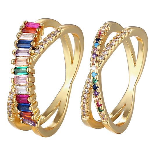 CZ Rainbow Ring in 10 Styles