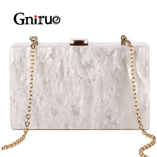 Elegant White Pearl Acrylic Clutch