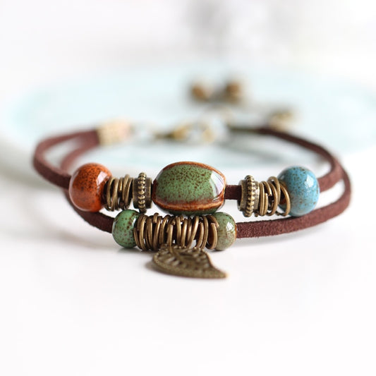 Glazed Ceramic Beaded Fasion Bracelet