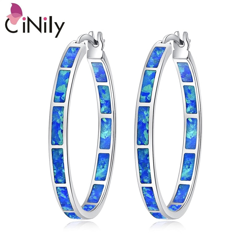 Opal Hoop Earrings