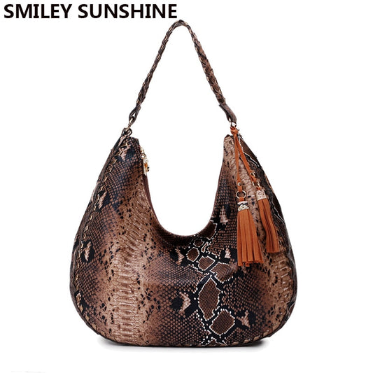 Snake Print Hobo Handbag