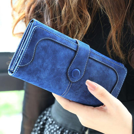 Retro Nubuck Leather Long Wallet